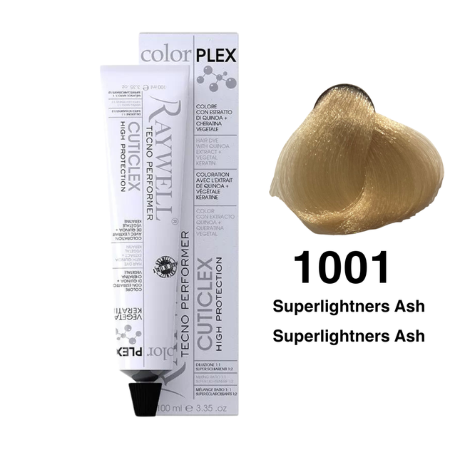 Raywell ColorPlex – Coloration Permanente – 1001 – Superlightner Cendré – 100 ml
