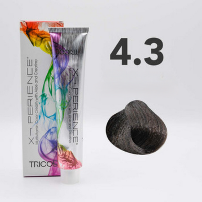 Tricol Xperience – Coloration Permanente pour Cheveux – 4.3 Brun Doré Moyen – 100 ml
