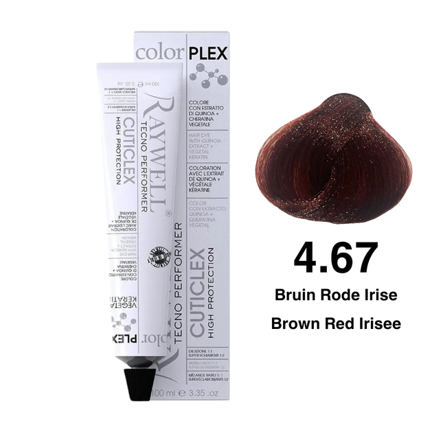 Raywell ColorPlex – Coloration Permanente – 4.67 – Brun Rouge Irisé – 100 ml
