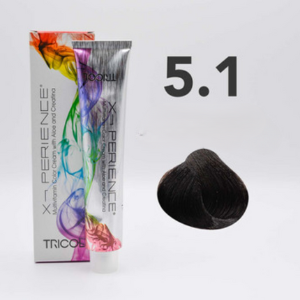 Tricol Xperience – Coloration Permanente pour Cheveux – 5.1 Brun Cendré Clair – 100 ml
