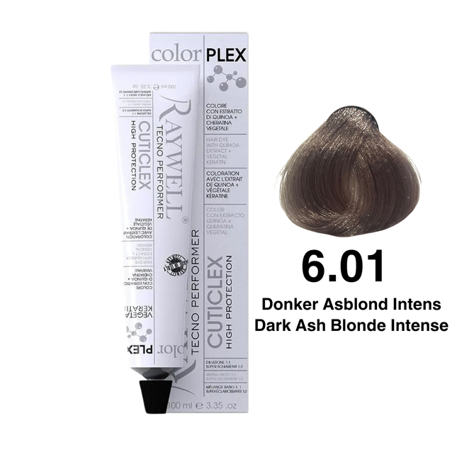 Raywell ColorPlex - Coloration Permanente - 6.01 - Blond Foncé Cendré Intense - 100 ml