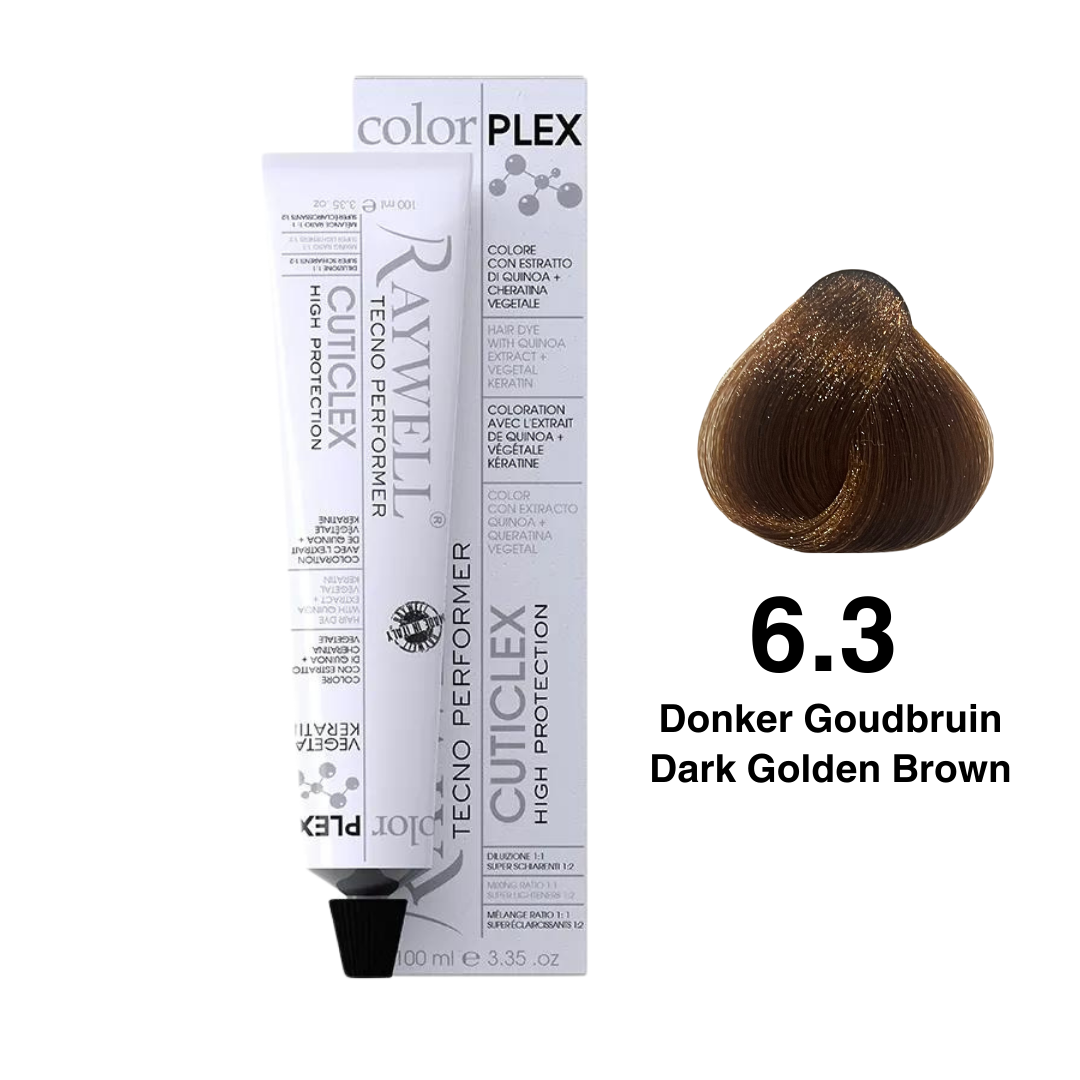 Raywell ColorPlex - Permanent Hair Dye - 6.3 - Dark Golden Brown - 100 ml