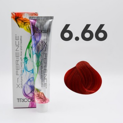 Tricol Xperience – Coloration Permanente pour Cheveux – 6.66 Blond Foncé Rouge Intense – 100 ml
