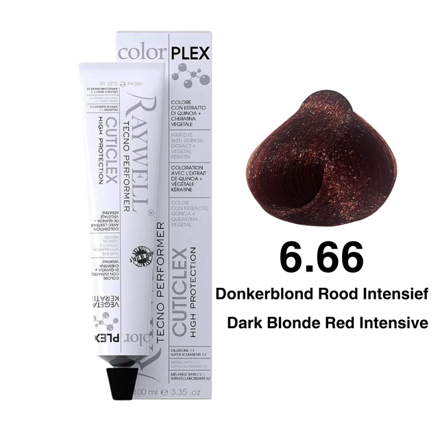 Raywell ColorPlex - Coloration Permanente - 6.66 - Blond Foncé Rouge Intense - 100 ml