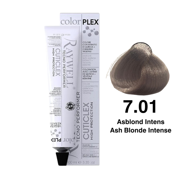Raywell ColorPlex - Coloration Permanente - 7.01 - Blond Cendré Intense - 100 ml
