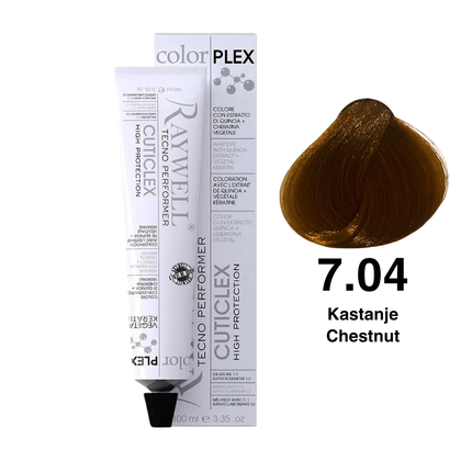 Raywell ColorPlex - Coloration Permanente - 7.04 - Châtain - 100 ml

