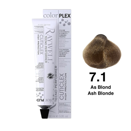 Raywell ColorPlex – Coloration Permanente – 7.1 – Blond Cendré – 100 ml