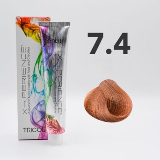 Tricol Xperience – Coloration Permanente pour Cheveux – 7.4 Blond Cuivré – 100 ml
