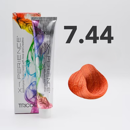 Tricol Xperience – Coloration Permanente pour Cheveux – 7.44 Blond Cuivré Intense – 100 ml
