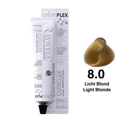 Raywell ColorPlex – Coloration Permanente – 8.0 – Blond Clair – 100 ml
