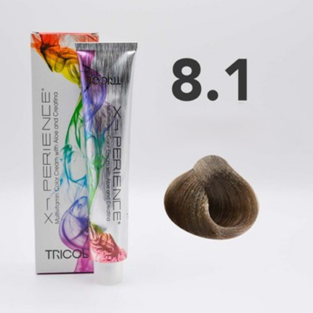 Tricol Xperience – Coloration Permanente pour Cheveux – 8.1 Blond Cendré Clair – 100 ml
