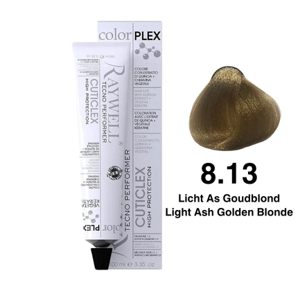 Raywell ColorPlex - Coloration Permanente - 8.13 - Blond Cendré Doré Clair - 100 ml
