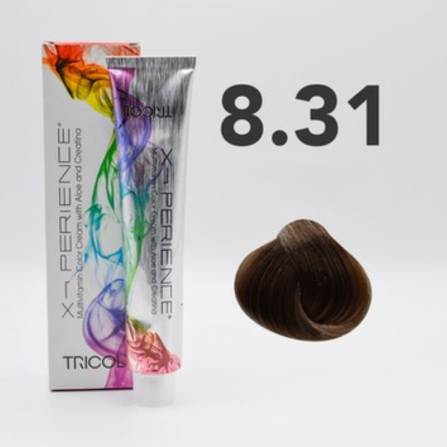 Tricol Xperience – Coloration Permanente pour Cheveux – 8.31 Blond Clair Doré Cendré – 100 ml
