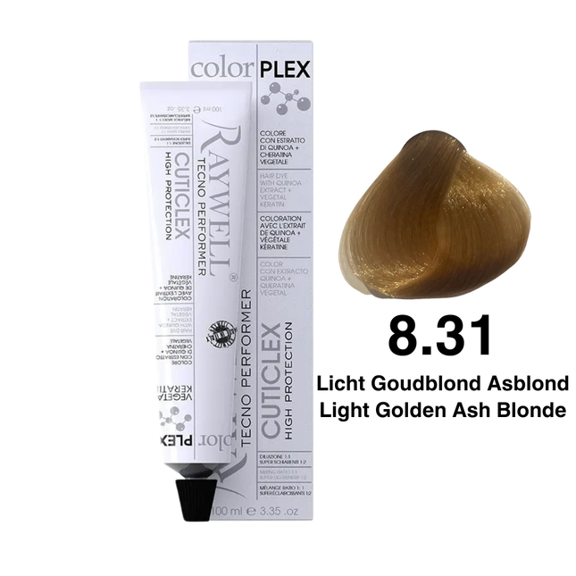 Raywell ColorPlex - Coloration Permanente - 8.31 - Blond Doré Clair Cendré - 100 ml
