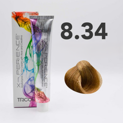 Tricol Xperience – Coloration Permanente pour Cheveux – 8.34 Blond Doré Cuivré Clair – 100 ml
