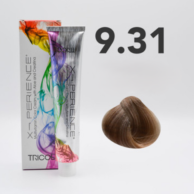 Tricol Xperience – Coloration Permanente pour Cheveux – 9.31 Blond Très Clair Doré Cendré – 100 ml
