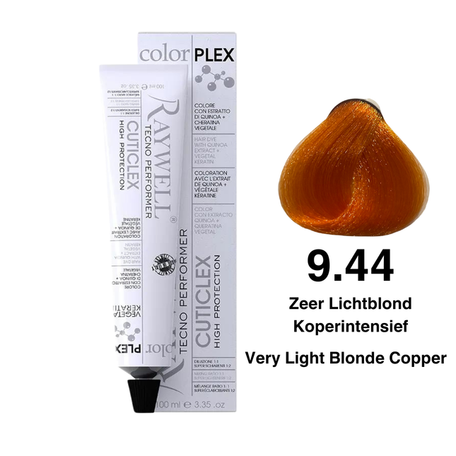 Raywell ColorPlex - Coloration Permanente - 9.44 - Blond Très Clair Cuivré Intense - 100 ml