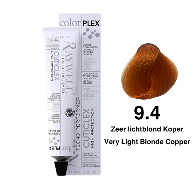 Raywell ColorPlex - Coloration Permanente - 9.4 - Blond Très Clair Cuivré - 100 ml